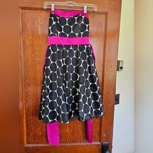 Ruby Rox Pink White Black Strapless Polka Dot Midi Dress Juniors Size 3
